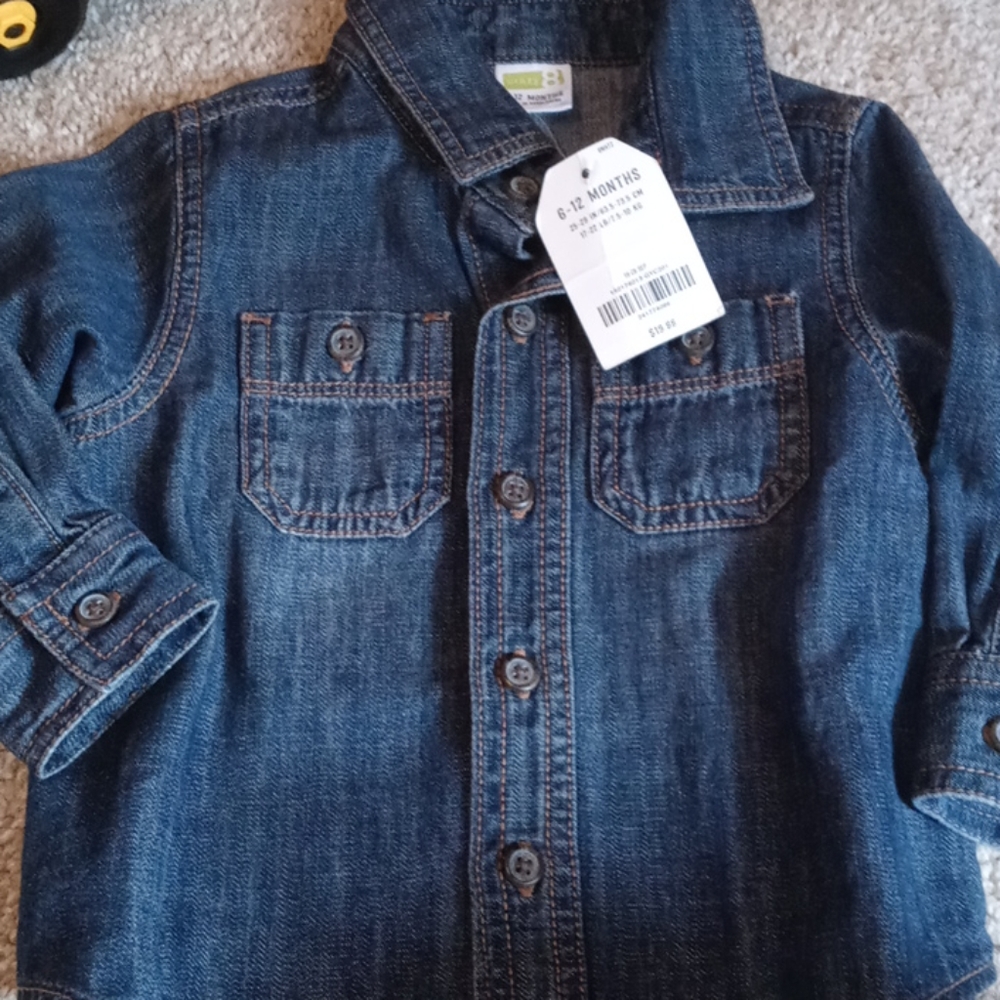 NWT baby boy's denim button-down, 6-12 mos.